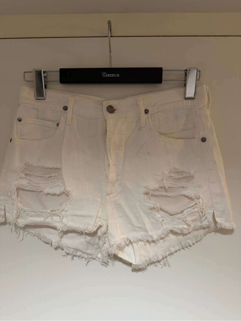 Citizens Of Humanity White Distressed Denim Shorts